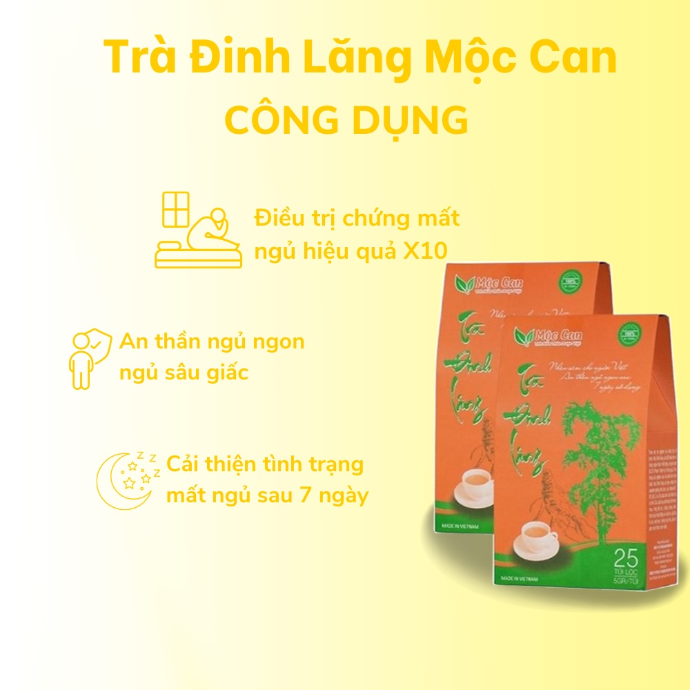 Combo 6 hộp Trà đinh lăng an thần ngủ ngon Mộc Can cải thiện tình trạng mất ngủ,khó ngủ ,ngủ không sâu giấc gói 25 túi lọc