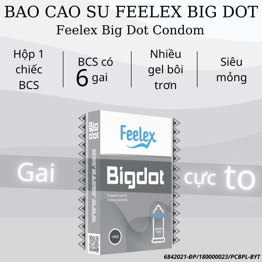 Bao cao su Feelex Bigdot gân gai bi lớn 3, 6 Bi nhiều gel bôi trơn, Hộp 1 bcs