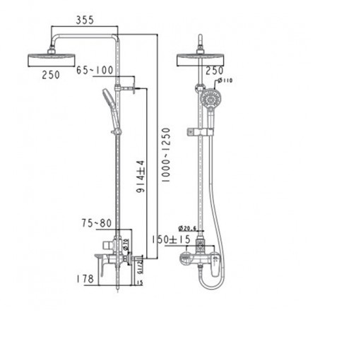 Bộ sen cây phun mưa nóng lạnh American Standard Signature WF-1772 (FFAS1772) có mỏ xả nước 