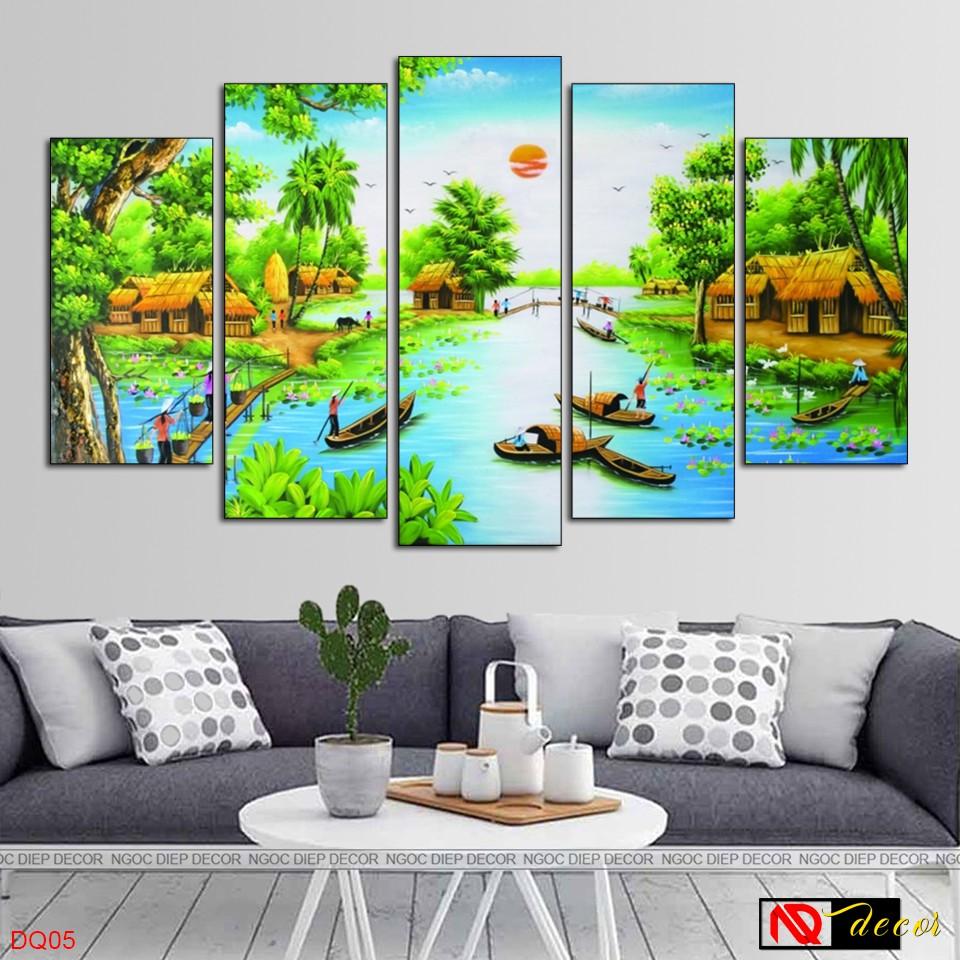 Bộ tranh treo tường phong thủy trang trí nội thất đẹp và giá gốc tại xưởng mới nhất thị trường ĐL 63 đồng quê xưa
