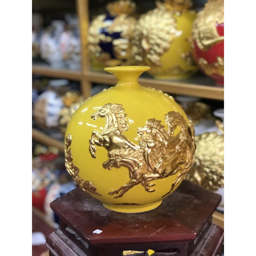 Bình hút tài lộc lọ hoa hút lộc mã đáo thành công 28cm