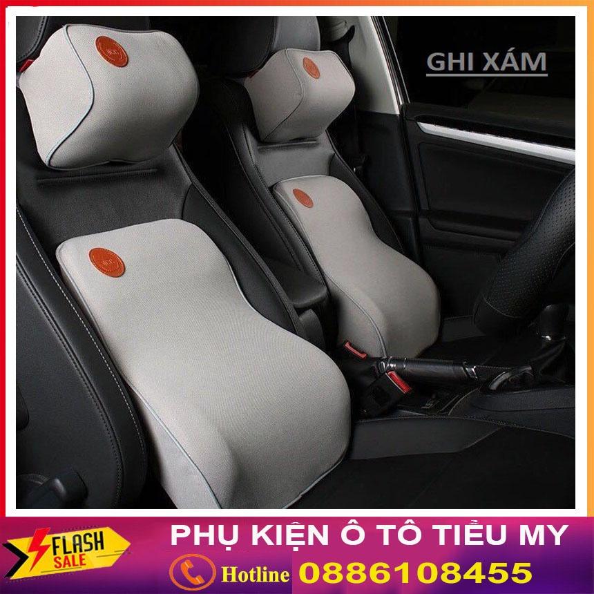 Bộ gối tựa lưng xe ô tô chất liệu cao su non cao cấp chống gù lưng đau mỏi vai gáy Bộ gối tựa xe hơi