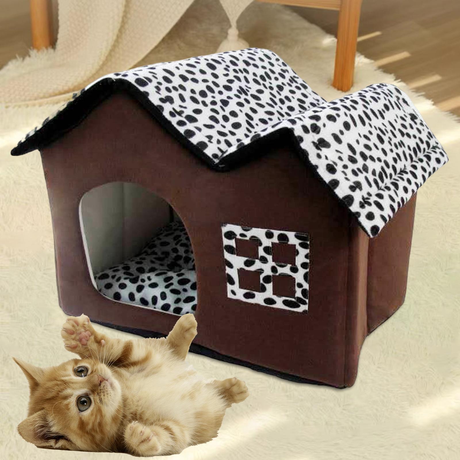 Pet Cat Bed Nest Small Dog House Washable Universal Foldable Puppy Shelter Warm Kennel Winter Cave for Indoor Outdoor Pet Supplies