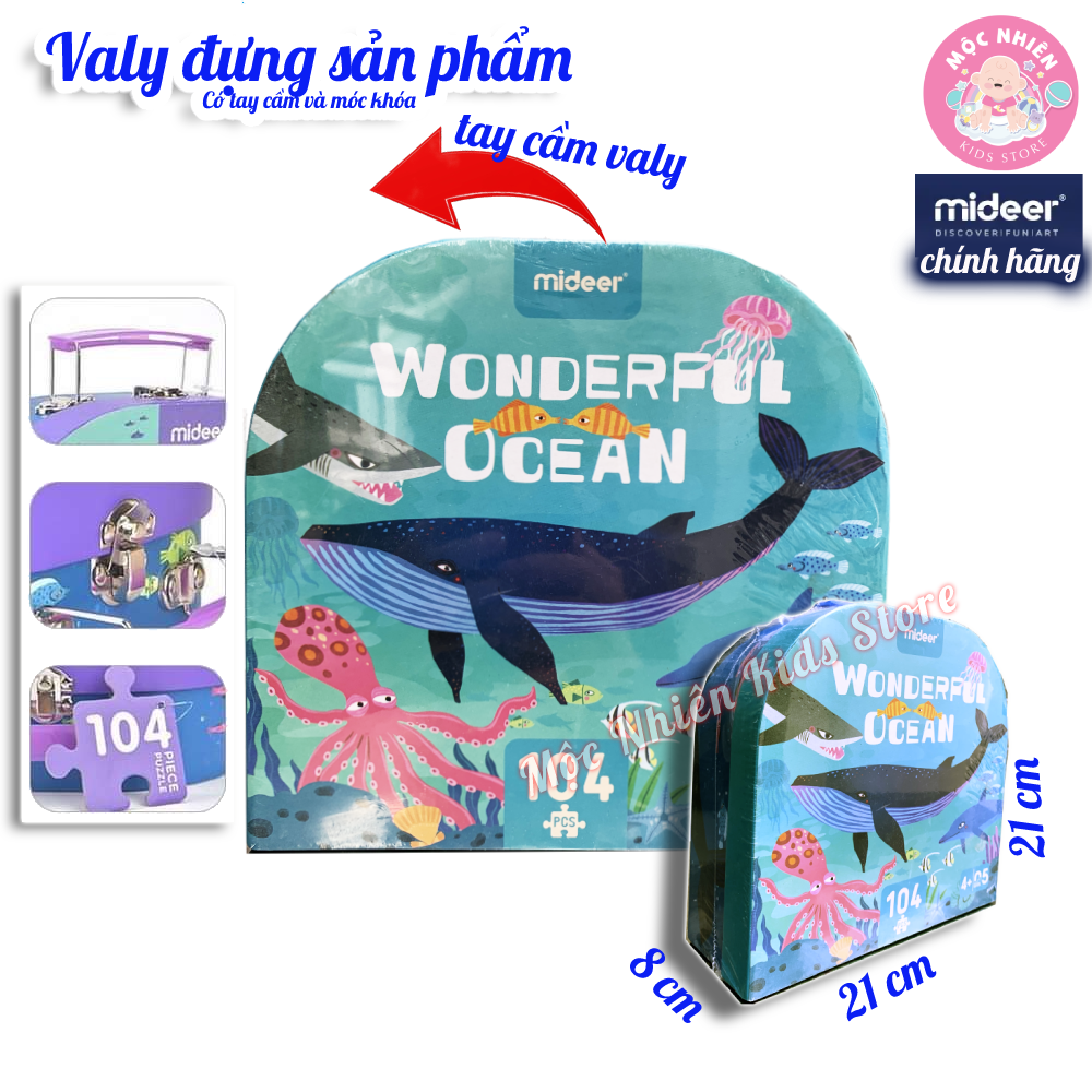 Đồ chơi xếp hình Mideer Puzzle MD3110 - Valy xếp hình Đại dương tuyệt diệu - 104 mảnh ghép