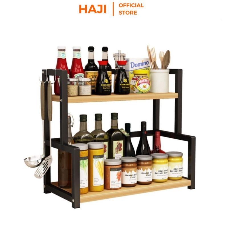 Kệ gia vị nhà bếp HAJI khung sắt sơn tĩnh điện chống gỉ, chịu lực tốt, kệ bếp 2 tầng giúp phòng bếp luôn gọn gàng C04