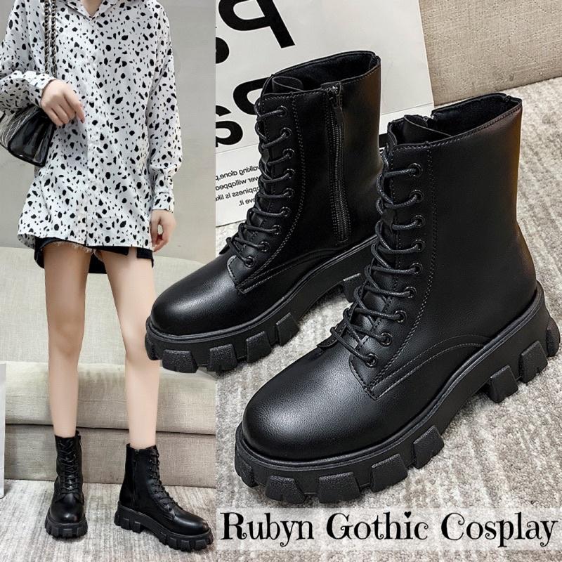 Giày Boots Chiến Binh Mẫu Mới Dây Kéo ( Trắng, Đen ) Size 35-40 .A53