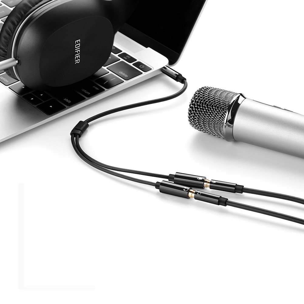 Cáp chia audio 1 cổng tai nghe 1 cổng mic đầu 3.5mm