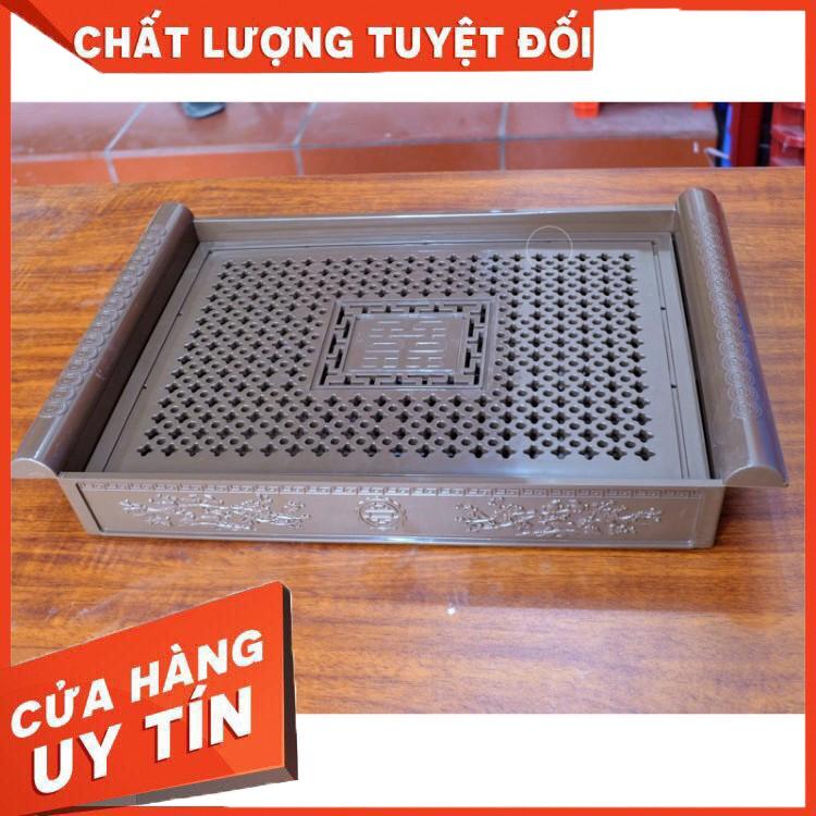 Khay Trà  Đồng Tiền Nhựa Giả Gỗ Sang Trọng