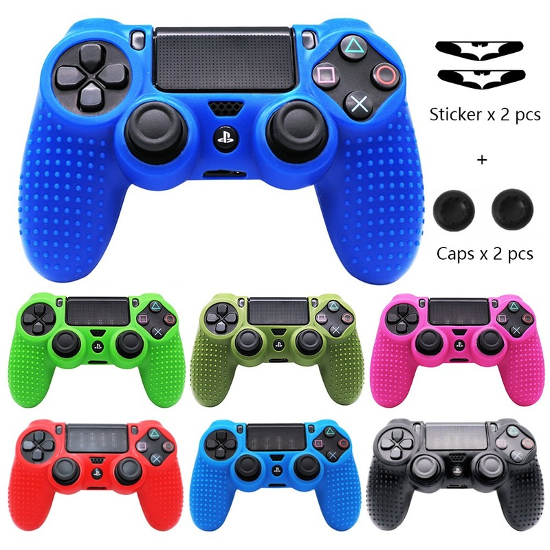 Vỏ silicon mềm chống trượt cho bộ điều khiển PS4 Vỏ bọc cần điều khiển chơi game bằng da Phụ kiện cho vỏ bộ điều khiển PS4 Màu sắc: Xanh quân đội