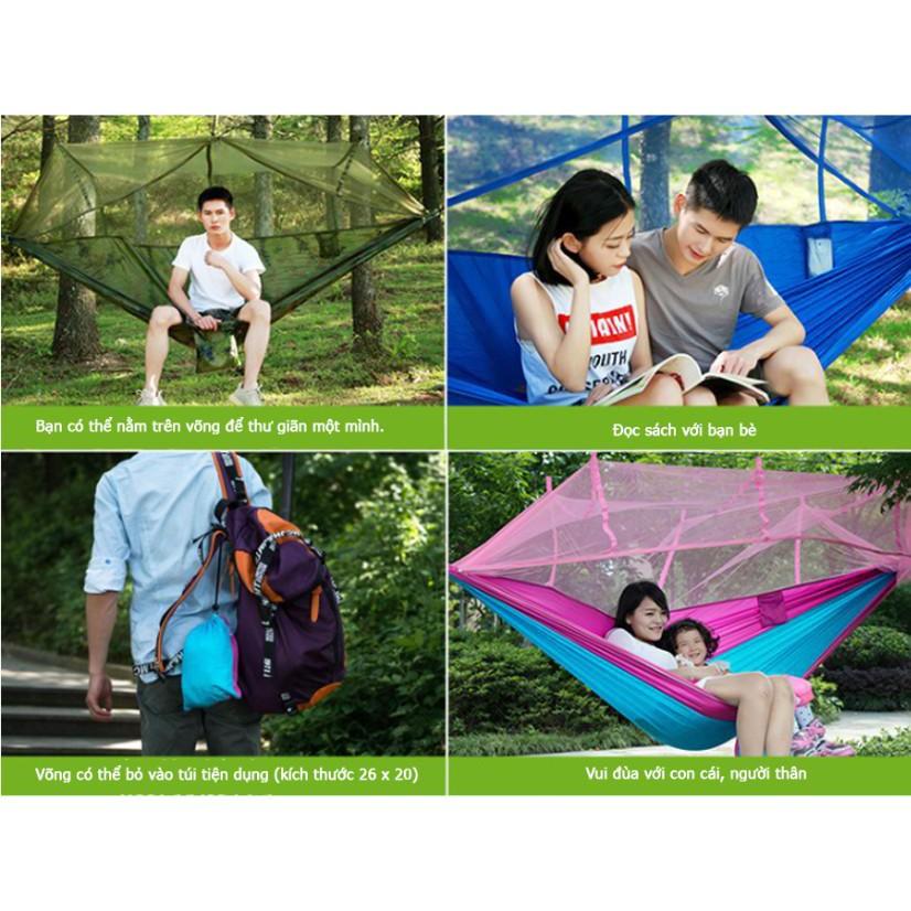 Võng du lịch có mùng HomeCarpet sợi Poyester cao cấp