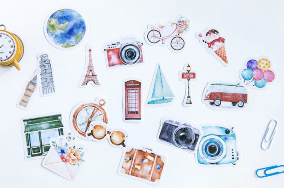 Hộp 46 Miếng Dán Sticker Trang Trí Travel