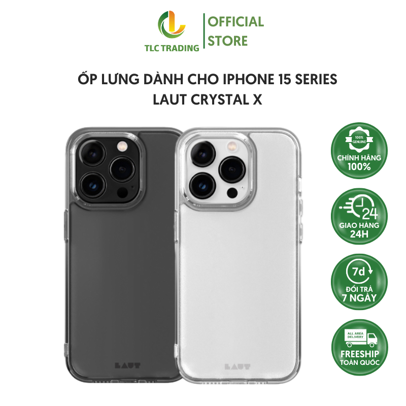 Ốp lưng dành cho iPhone 15 Pro Max LAUT Crystal X - hàng chính hãng