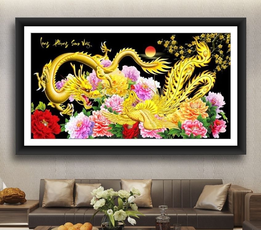 Tranh đính đá long phụng sum vầy VS280 - 120 x 60 cm - chưa đính