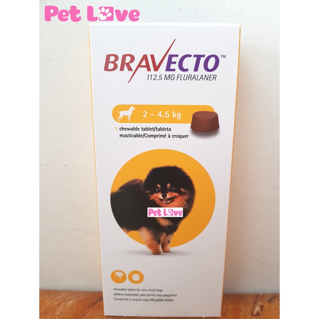 Bravecto diệt ghẻ, ve rận, bọ chét (chó 2 - 4,5kg)