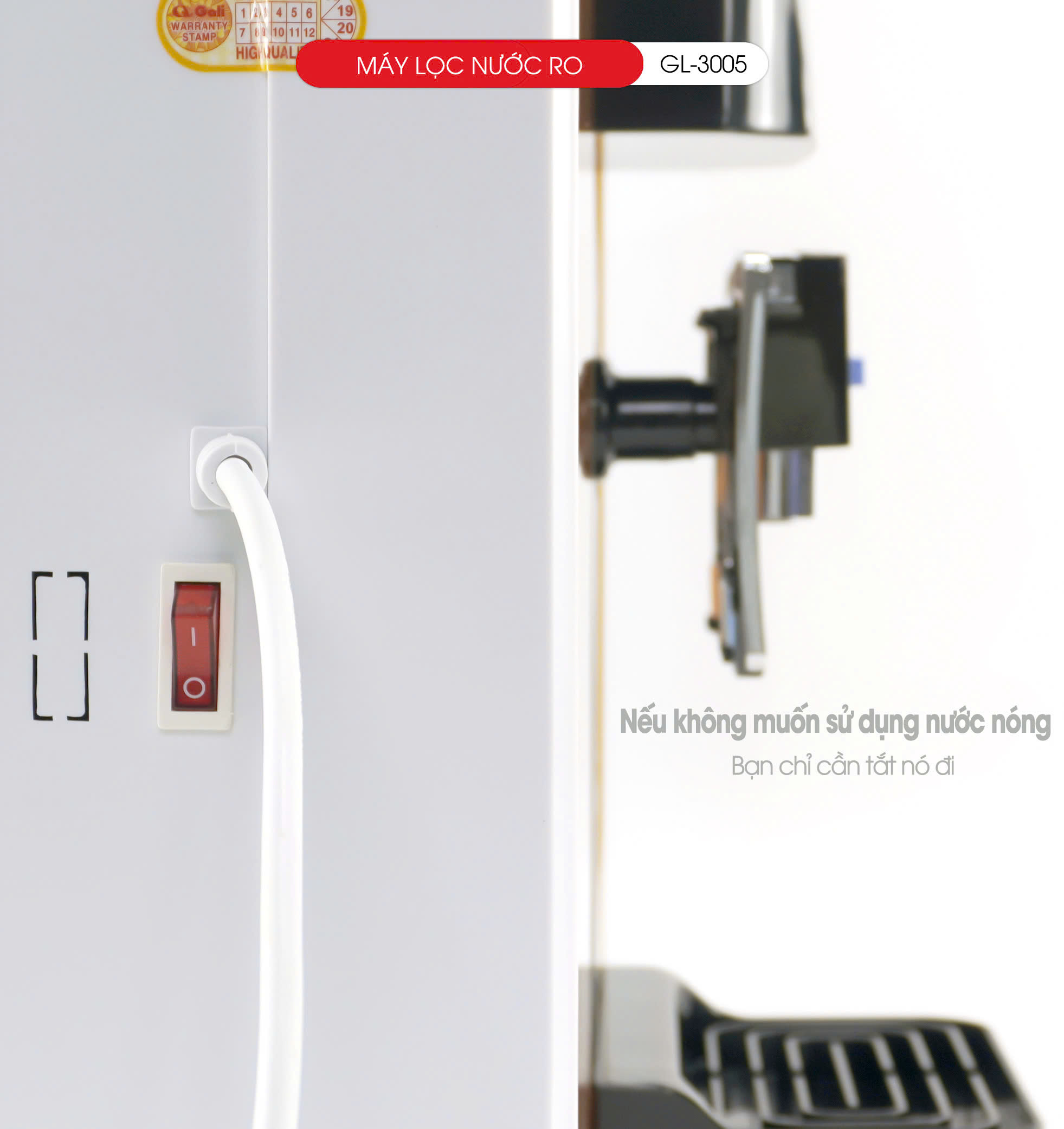 Máy lọc nước treo tường Gali công nghệ lọc RO Gali GL-3005 2 in 1 nước nóng nước mát. Hàng chính hãng bảo hành 12 tháng.