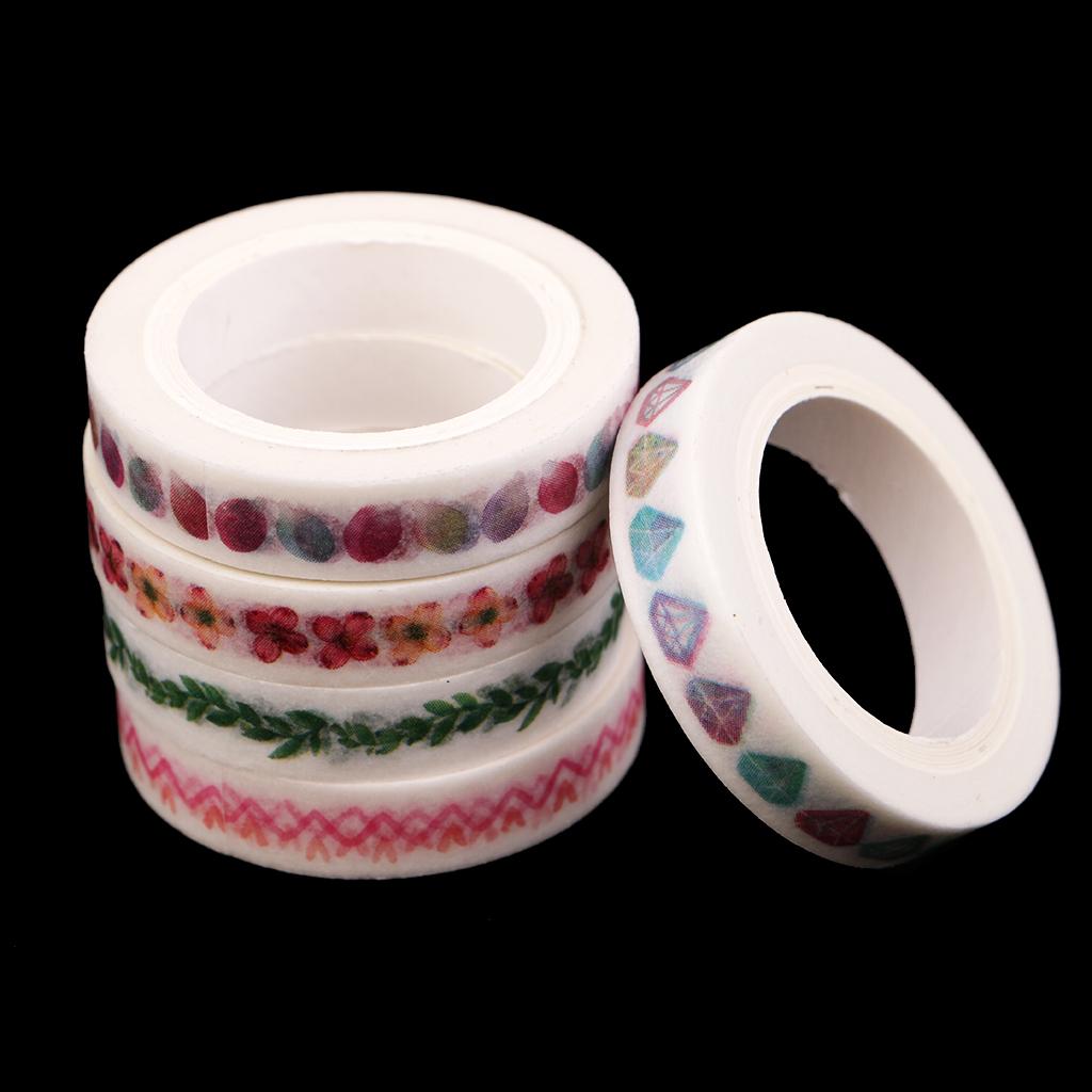 5pcs Washi Tape Paper Masking Adhesive Decorative Tape for Notebook Album