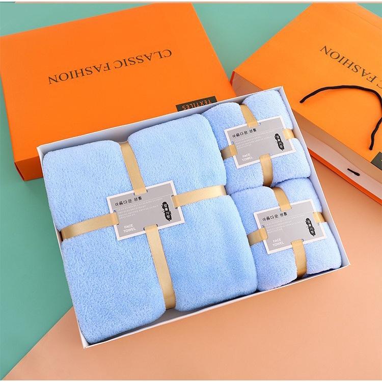 Combo 3 Khăn Tắm Mặt Gội, Chất Liệu Lông Cừu San Hô Dày Dăn, Mềm Mịn, Siêu Thấm Hút, Khổng Sổ Lông Phai Màu