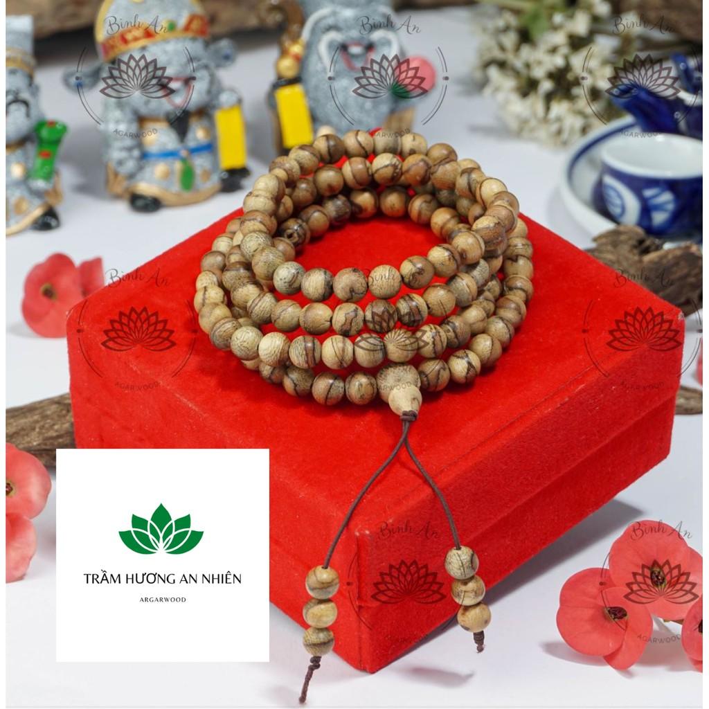 Vòng Tay Trầm Hương 108 Hạt-Tốc Bông Tự Nhiên - Chuỗi Tràng Hạt - Trầm Hương An Nhiên Size 6ly 7 ly 8ly