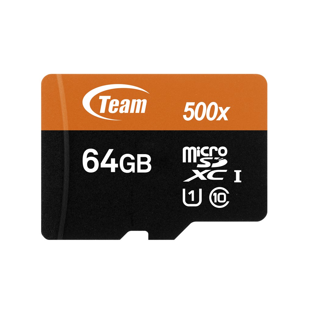 Thẻ nhớ microSDXC Team 64GB 500x upto 80MB/s class 10 UHS-I kèm Adapter (Đen cam) - Hàng chính hãng