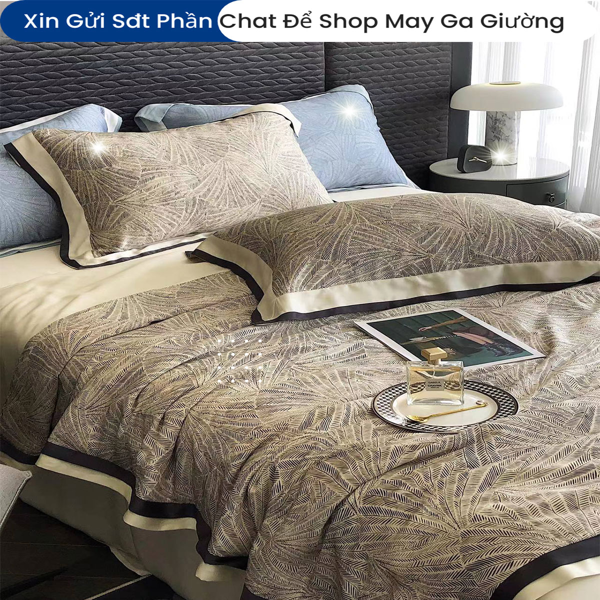 Bộ Chăn Ga Gối Đệm Lụa Tencel 100s Màu Trơn 5 Món Cao Cấp Chăn Chần Bông Lụa Mềm 08