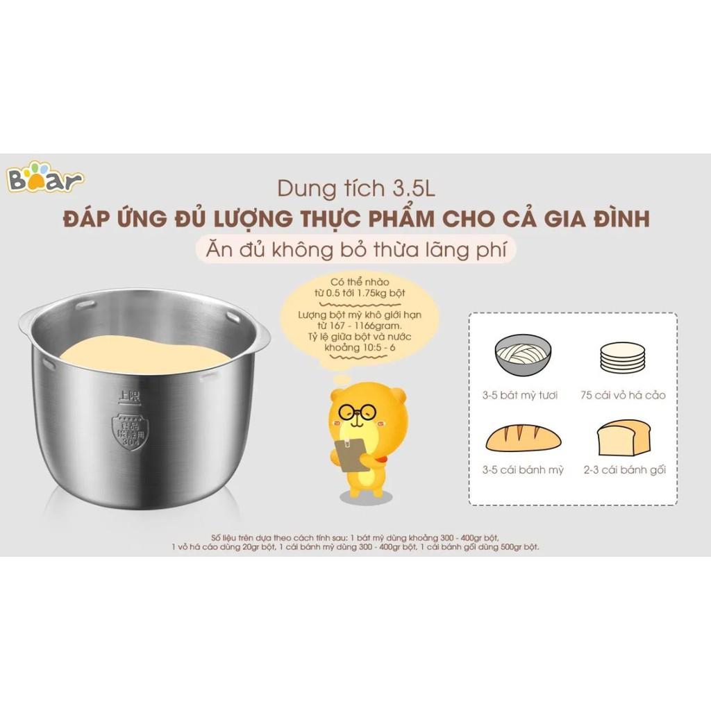 Máy Trộn Bột Ủ Bột Lên Men Tự Động BEAR HMJ-A50B1 Chống Dính Bột, Dung Tích 5 Lít, Công Suất 200 W - Hàng Chính Hãng