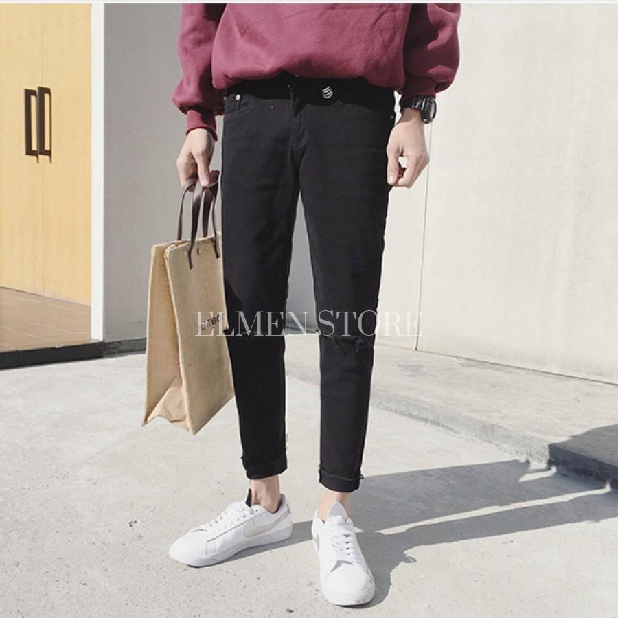 Quần jeans nam rách gấu và gối - Mã DG