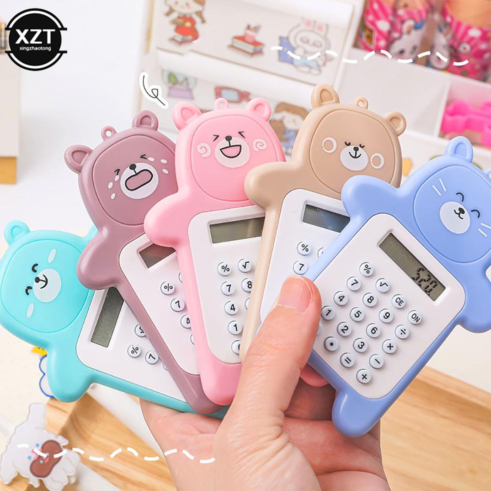 Máy tính mini di động Kích thước bỏ túi 8 chữ số Hiển thị Kawaii Phim hoạt hình siêu mỏng Nút Tho dễ thương Người học dành cho trẻ em