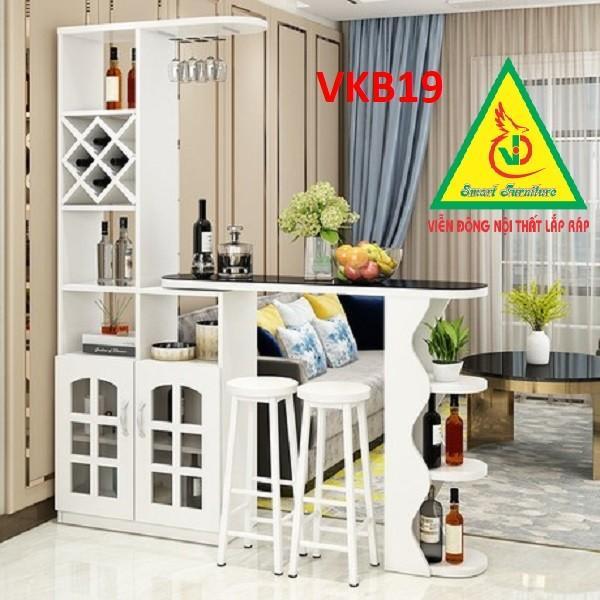 Quầy bar mini, quầy bar nhà bếp kết hợp tủ rượu VKB019 - Nội thất lắp ráp Viendong Adv