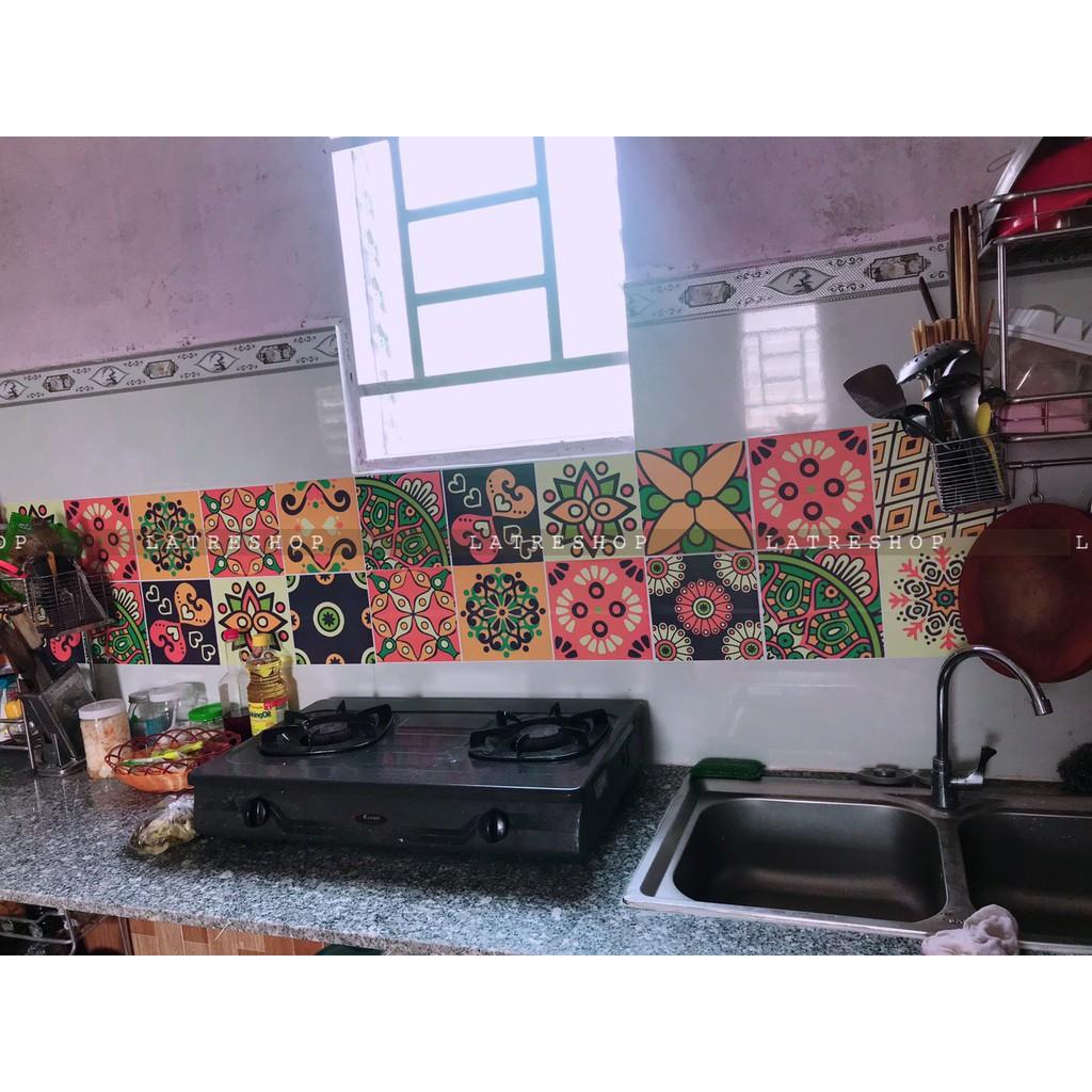 Decal gạch bông dán tường, dán kính nhà tắm chống nước - M1 Bohemieng
