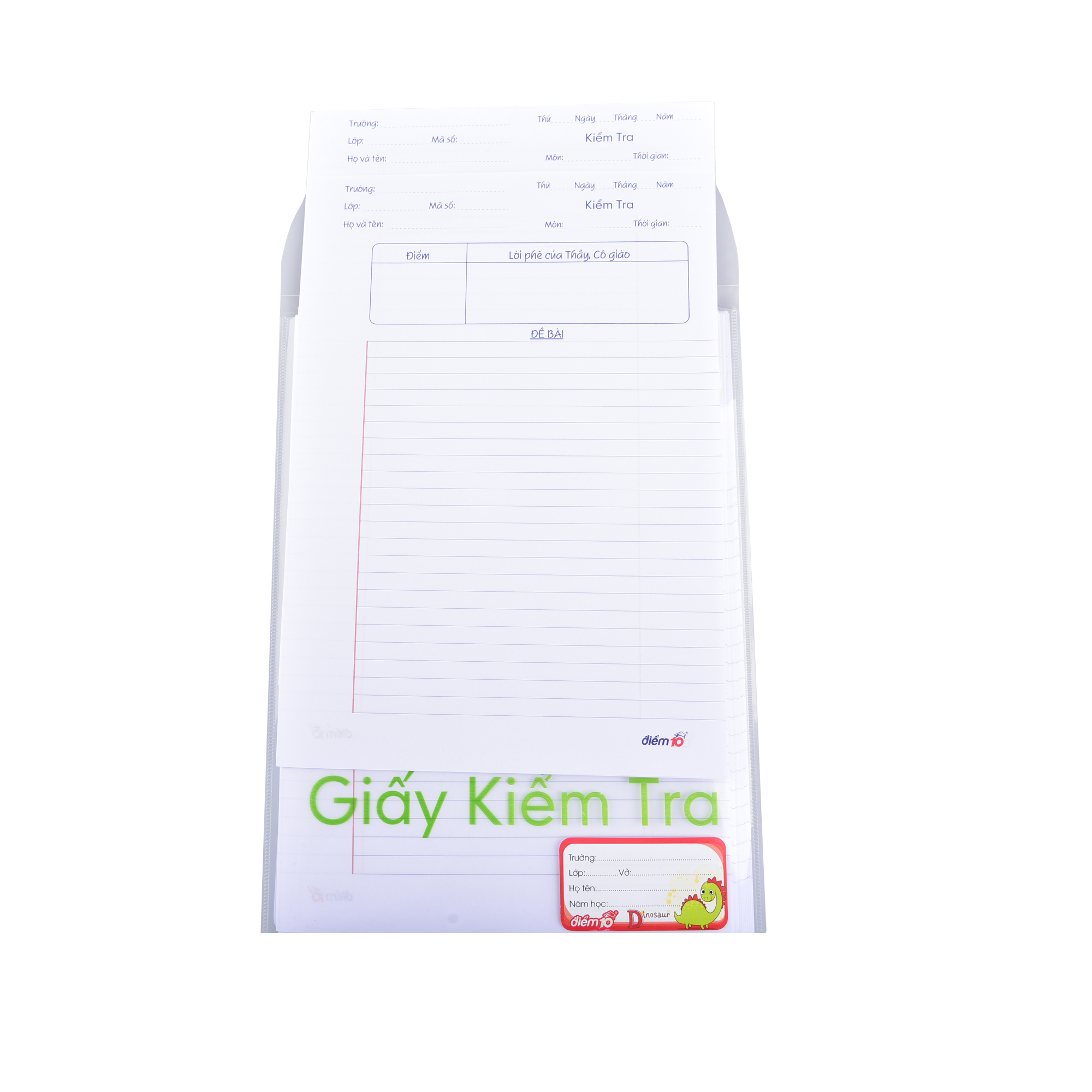 Giấy kiểm tra Thiên Long Điểm 10 TP-GKT015 kẻ ngang - Túi 20 tờ đôi và 6 tờ đơn