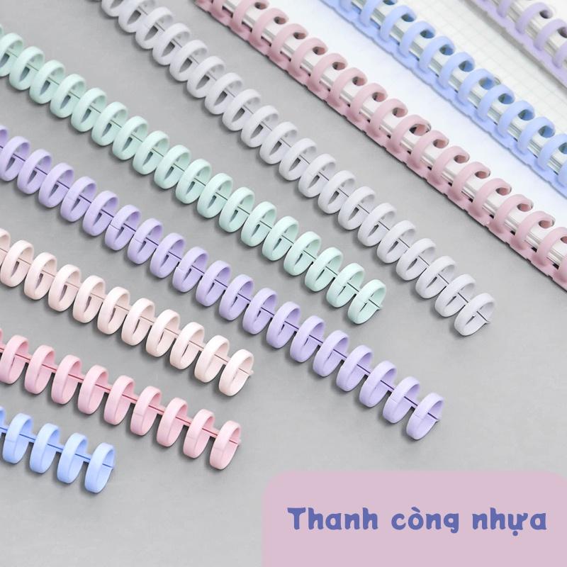 Thanh còng nhựa A5 B5 A4 20 26 30 lỗ Pastel (DO4