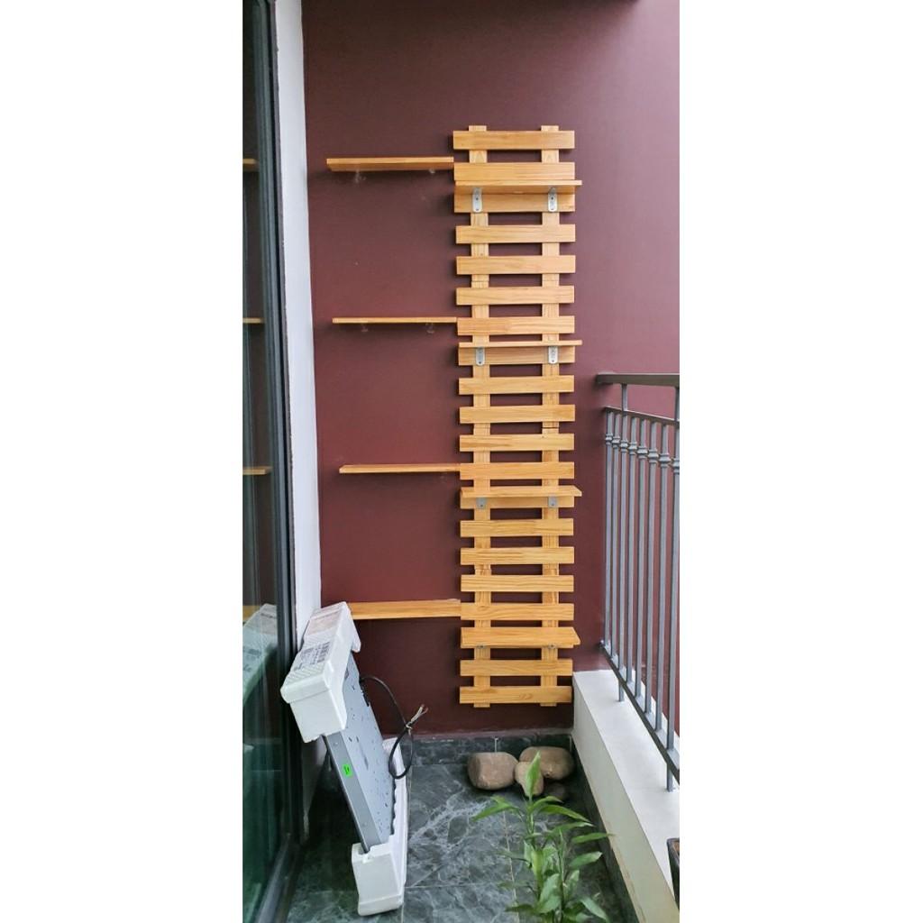 Kệ treo tường giá treo cây cảnh mini ngoài trời trang trí nhà cửa ban công chung cư 200x40 cm và 8 thanh ngang kết hợp