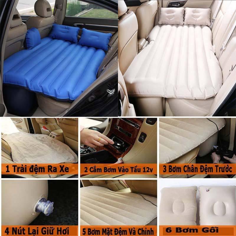 Đệm Hơi Ô Tô Chất Liệu Vải Nhung Dù - Kèm Bơm Điện 2 Chiều- Có Thể Gấp Gọn, Dành Cho Tất Cả Các Dòng Xe