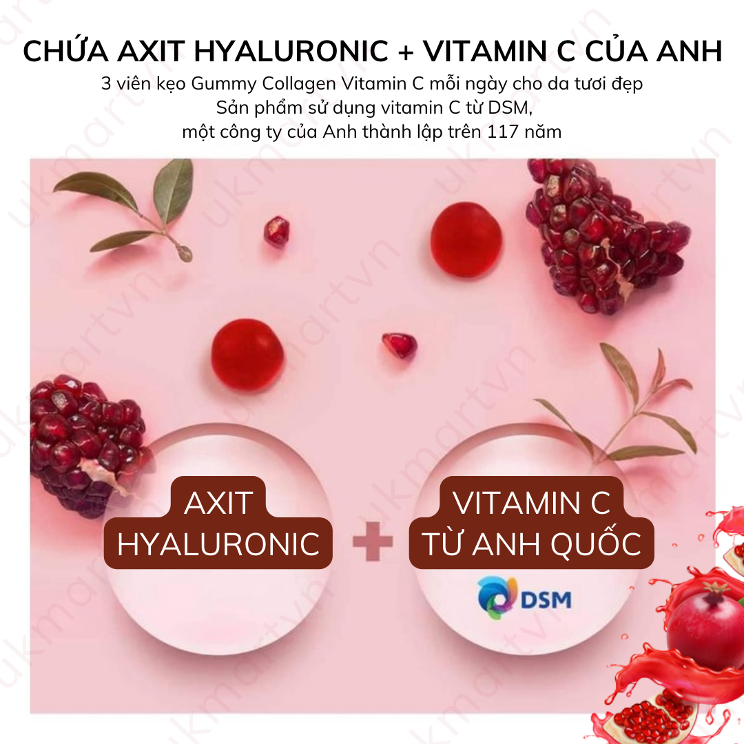 Kẹo Collagen Lựu Boto Kẹo Dẻo Gummy Collagen Vitamin C Hàn Quốc 30 Viên