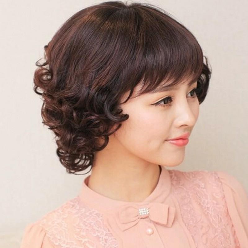 Tóc giả nữ trung niên xoăn ngắn, tóc trung niên 9209