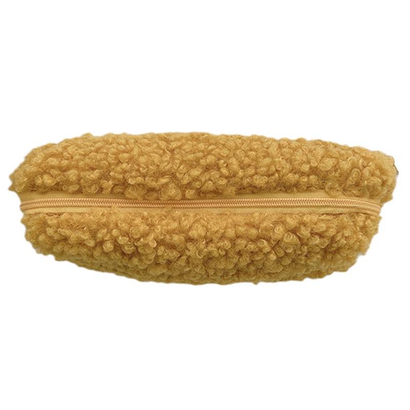 Túi Đựng Bút / Dụng Cụ Trang Điểm Bằng Vải Lông Có Khóa Kéo Tiện Dụng Cho Học Sinh / Văn Phòng