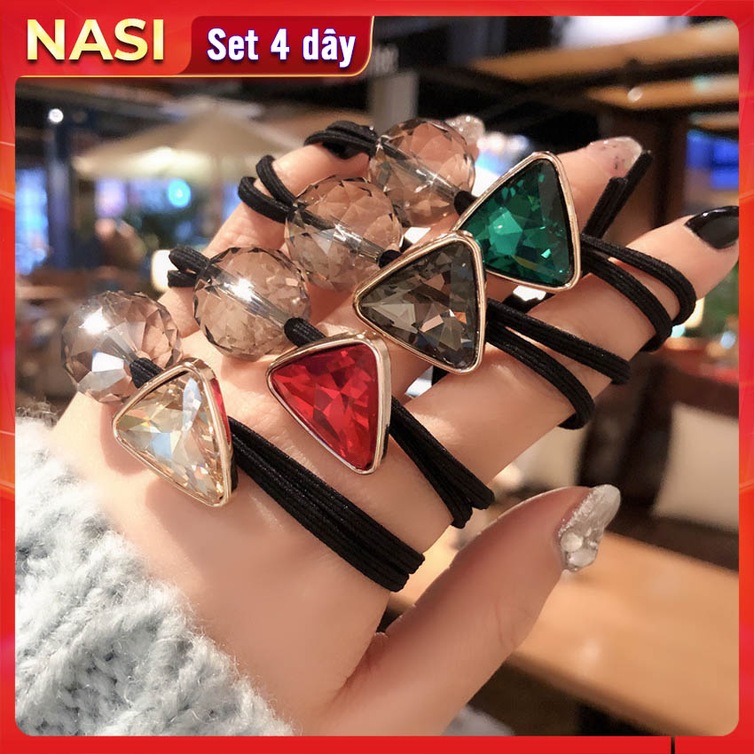 Dây buộc tóc nữ tam giác pha lê  NASI dễ thương phong cách hàn quốc thun cột tóc nữ co giãn tốt phụ kiện tóc