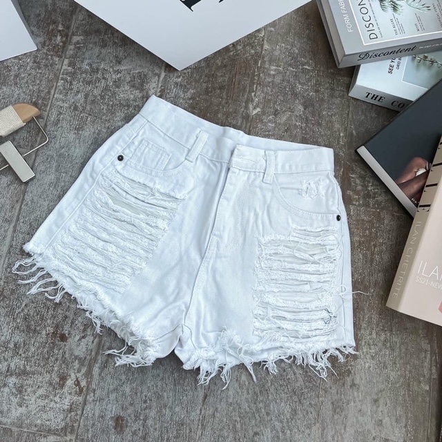 Quần short jean rách tua Quàng Châu nữ QDN703