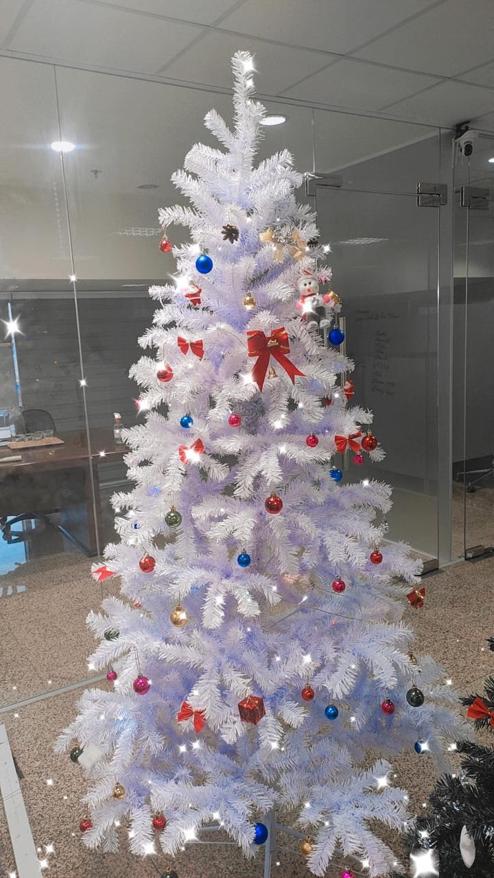 Cây thông noel màu trắng đầu tròn 2in