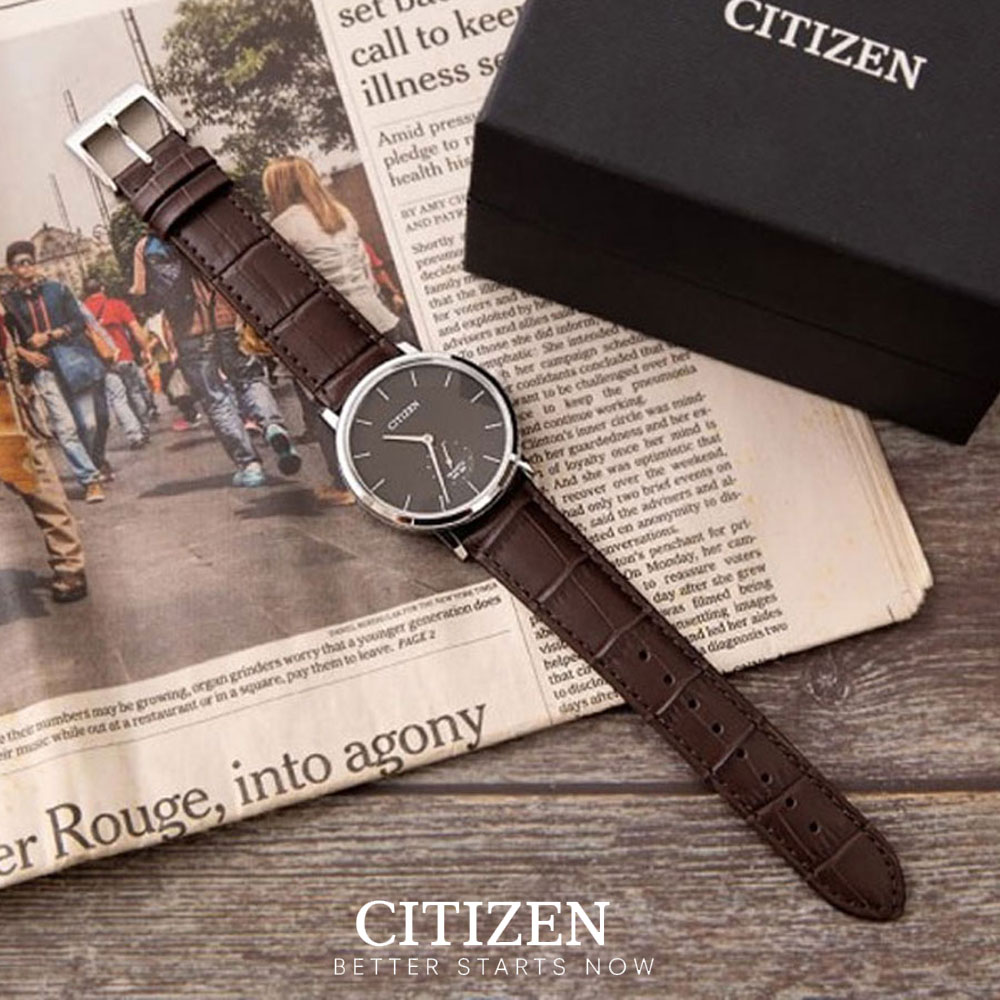 Đồng Hồ Citizen Nam Dây Da Pin-Quartz BE9170-13H - Mặt Xám (39mm)