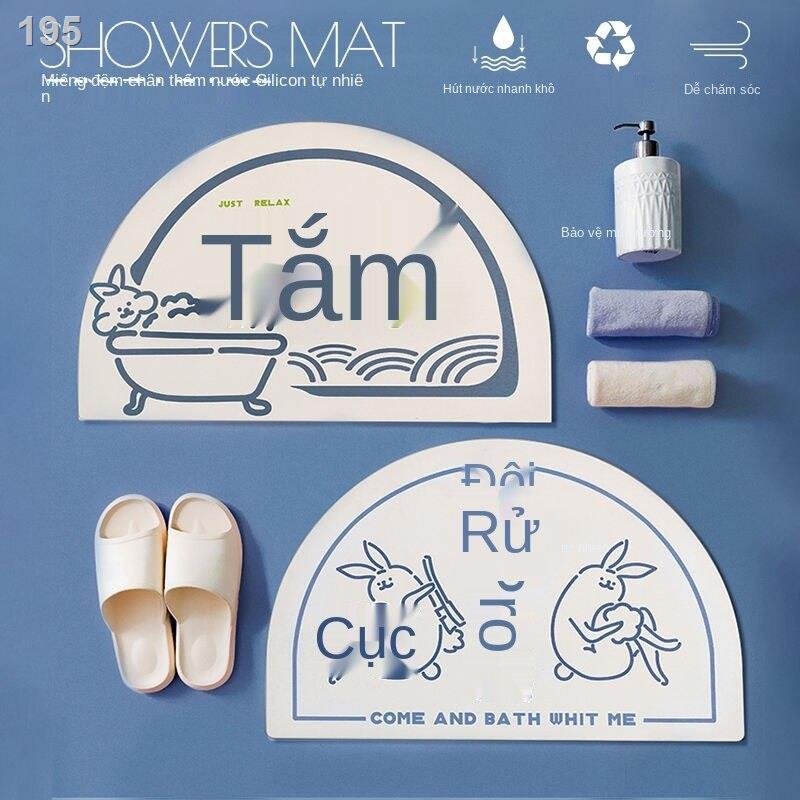 Phim hoạt hình thảm trải sàn phòng tắm tảo cát cửa chống trượt thấm nước bán nguyệt khử trùng