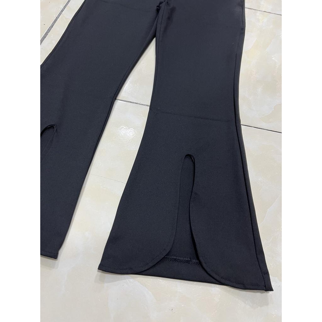 Quần bầu công sở ống loe xẻ gấu chất Umi co dãn 4 chiều