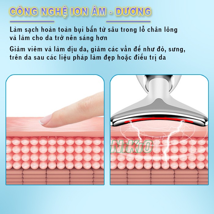 Máy massage nâng cơ trẻ hóa da mặt công nghệ ion âm dương Nikio NK-126