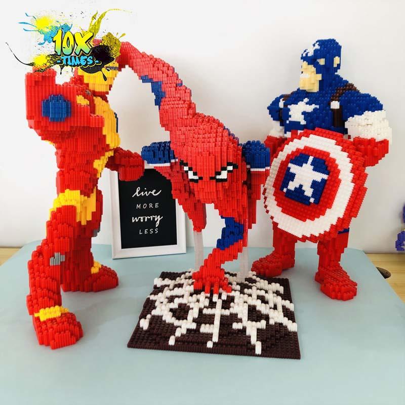 Đồ chơi lego 3d siêu nhân maver iron man người nhện quà tặng sinh nhật bạn trai, đồ decor