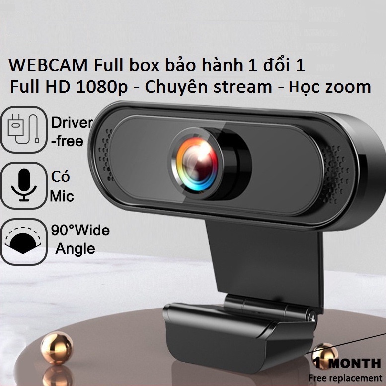 Webcam Máy Tính Có Mic Độ Phân Giải 2.0 Mpx Chuẩn 1080 Pixel Siêu Nét Dành Cho Laptop PC