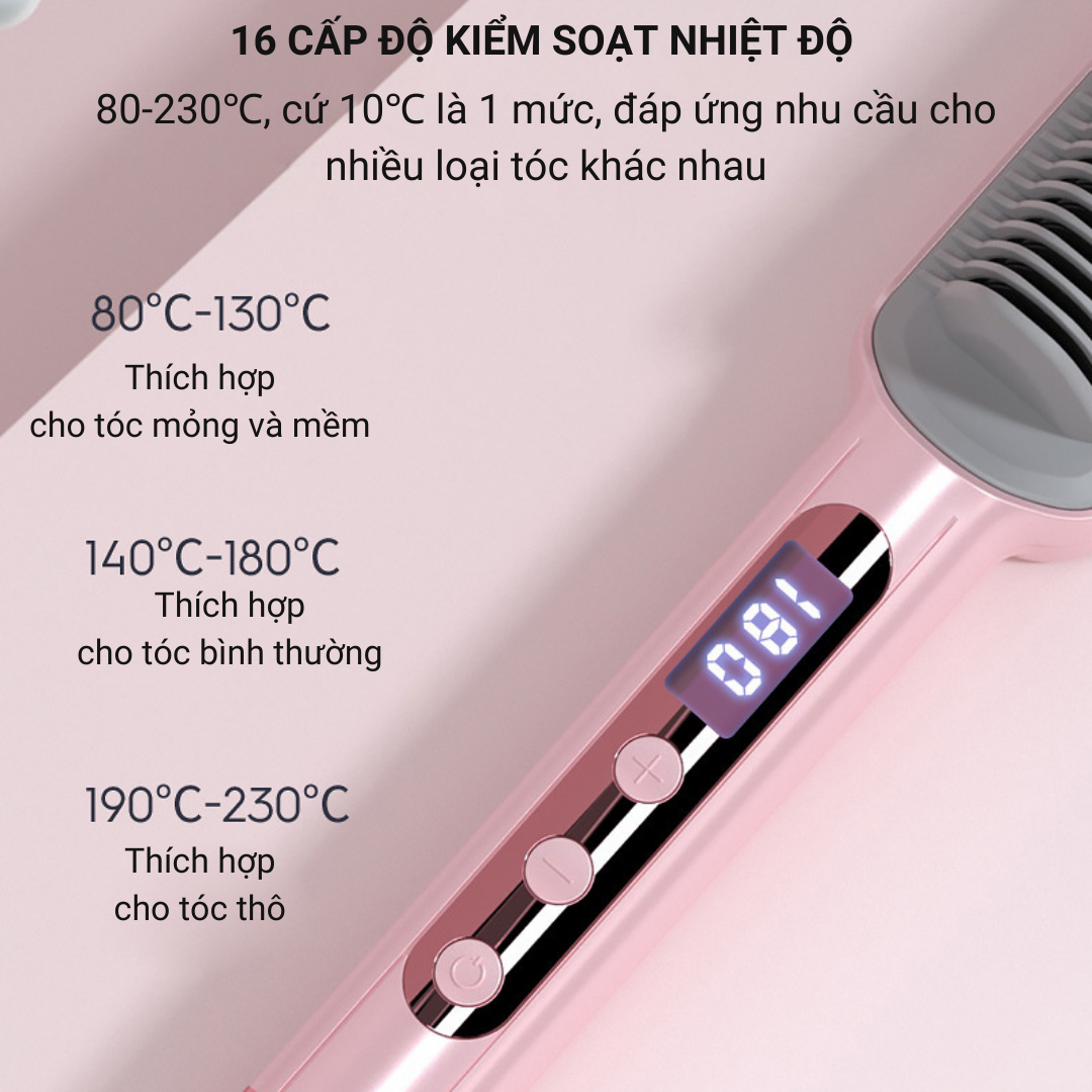 Lược Điện Chải Tóc Tạo Kiểu Tóc HUIHAO S12, Lược Điện Uốn Tóc Đa Năng Làm Nóng Nhanh 5 Cấp Độ,Tích Hợp ION Âm Bảo Vệ Tóc