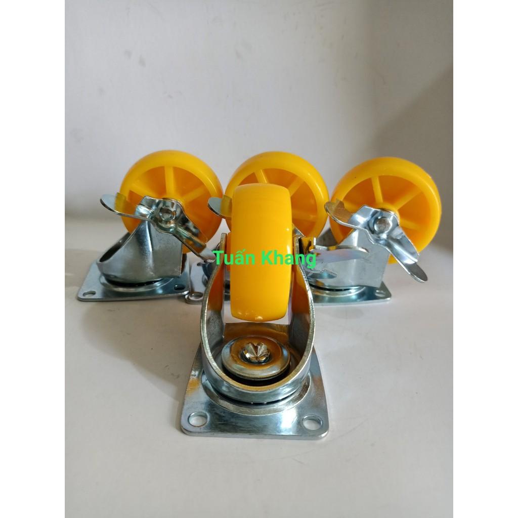 Bánh xe đẩy nhựa 60mm xoay 360 độ có khóa