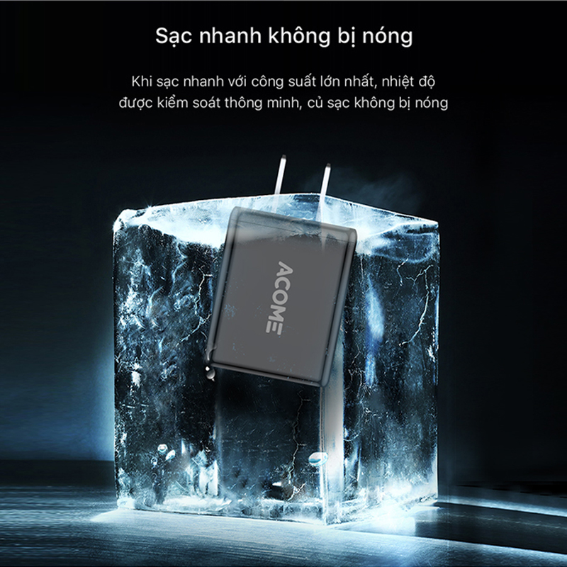 Cốc Sạc Nhanh ACOME AC03U Thiết Kế 2 Cổng USB Sạc Nhanh 2.4A Cho Di Động Điện Thoại Máy Tính Bảng - Hàng Chính Hãng