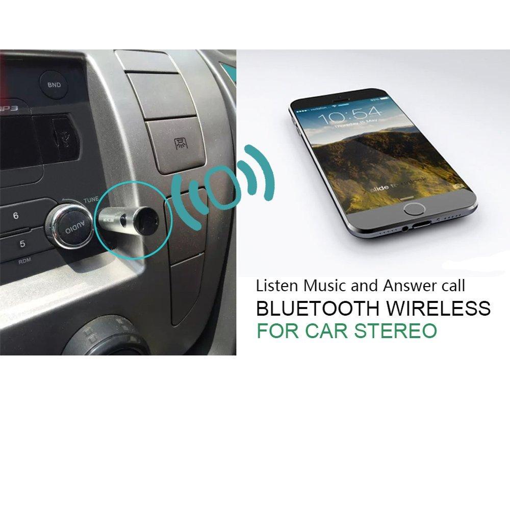 Đầu Thu Bluetooth Mencom Bộ Thu Bluetooth Mini Không Dây 3.5Mm Cho Xe Hơi Rảnh Tay Giắc Cắm AUX Có Mic Cho Loa Tai Nghe Color: Silver