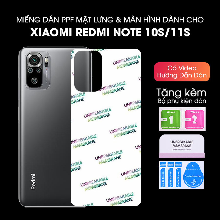 Miếng Dán Dẻo PPF Mặt Lưng, Màn Hình Mặt Trước Dành Cho Xiaomi Redmi Note 10S/Note 11S Chống Trầy Xước - Handtown - Hàng Chính Hãng